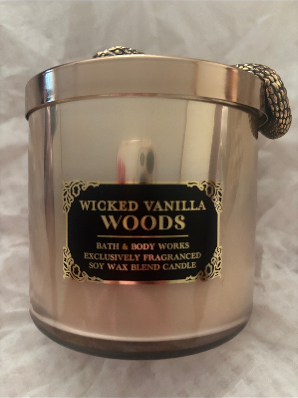 Bath & Body Works Wicked Vanilla Woods Candle w/RARE Limited Edition Snake Lid - Picture 5 of 6